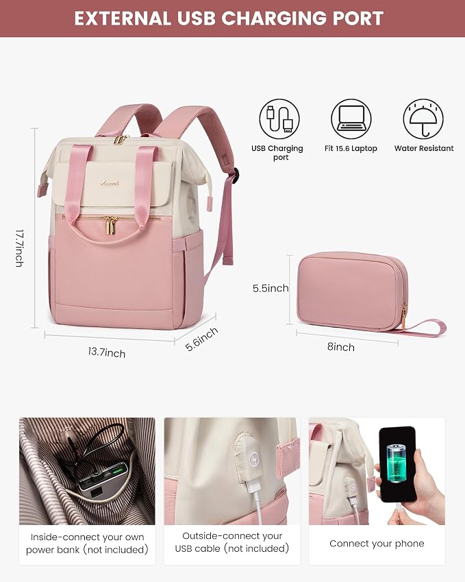 LOVEVOOK Laptop Backpack for Women, 15.6 Inch Work Laptop Bag - Image 4