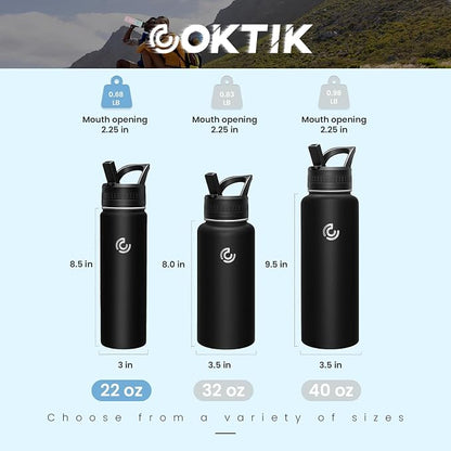 COKTIK 22oz Sports Water Bottle, Stainless Steel Water Bottle - Image 2
