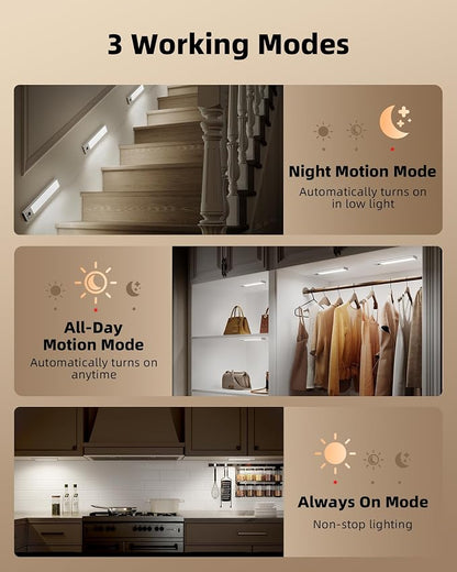 EZVALO 3-Pack Under Cabinet Lighting, 2400mAh Rechargeable Motion Sensor Light - Image 8