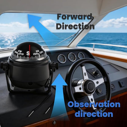 Boat Compass with Magnetic Declination Adjustment, Pivoting Marine Compass - Image 5