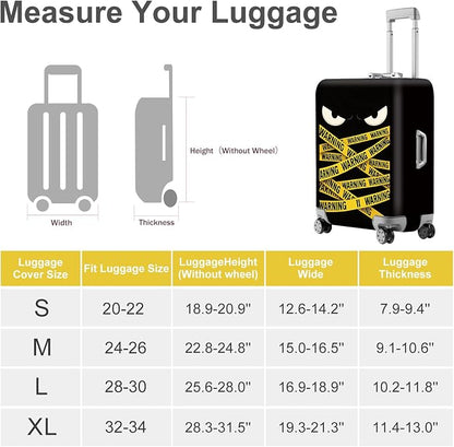 ANNA QUEEN Warning Tape Luggage Cover, Funny Eyes and Yellow Tape Design - Image 5