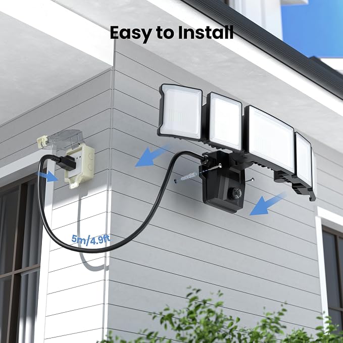 Olafus 120W Plug in Flood Lights Dusk to Dawn LED Outdoor Light - Image 2