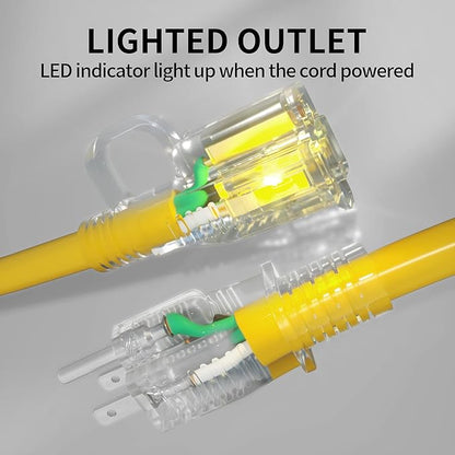 POWGRN 10 ft 12/3 Outdoor Extension Cord Waterproof Heavy Duty - Image 2