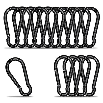 Carabiner Clip Hook, 3.54 inch 15 pcs Black Heavy Duty Spring Snap Hook Key by KINLINK