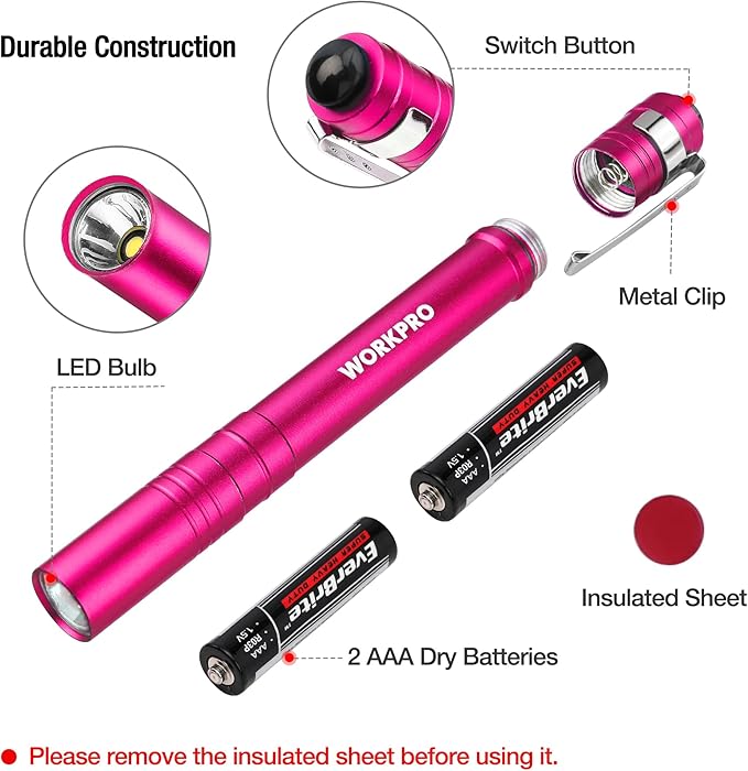 WORKPRO LED Pen Light, Aluminum Pen Flashlights, Pocket Flashlight - Image 6