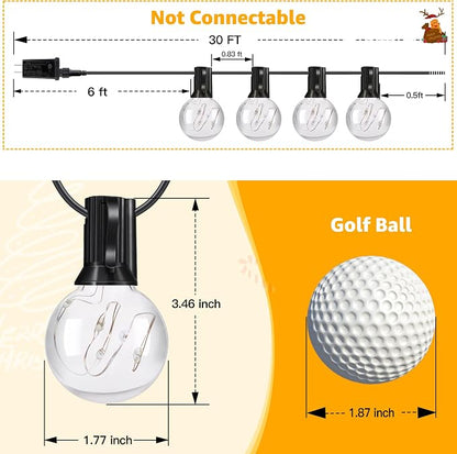 Ollny Christmas Lights 30FT 30Bulbs, RGBW Color Changing Outdoor Light - Image 2