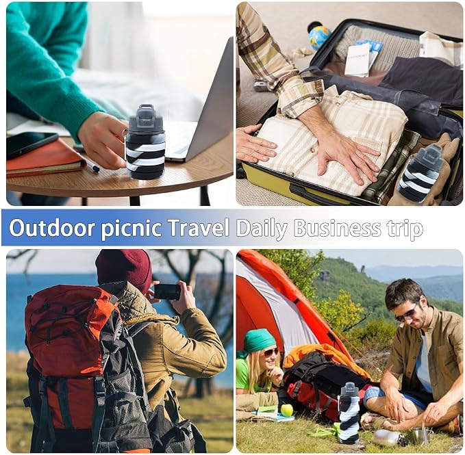 Silicone Collapsible Water Bottles, 16oz Portable Foldable Expandable Water - Image 7