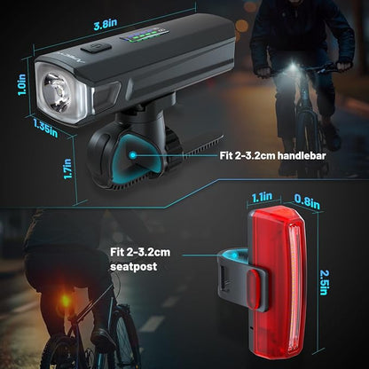 APECYC Bike Lights USB-C Rechargeable Bicycle Front Headlight and Rear Taillight - Image 8