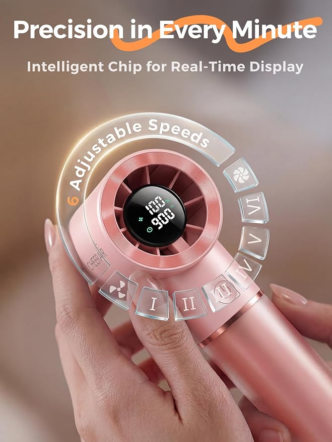 Handheld Portable Fan, 6-Speed Powerful Mini Personal Fan, Rechargeable 5000mAh - Image 4