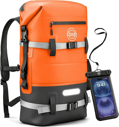 STOVER 5/10/25/30/40/55L Waterproof Dry Bag- Roll-Top Backpack w/Phone Case- by STOVER