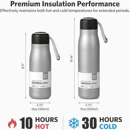 Small Water Bottle 12 oz, Dusgut Insulated Water Bottle, Stainless Steel - Image 3