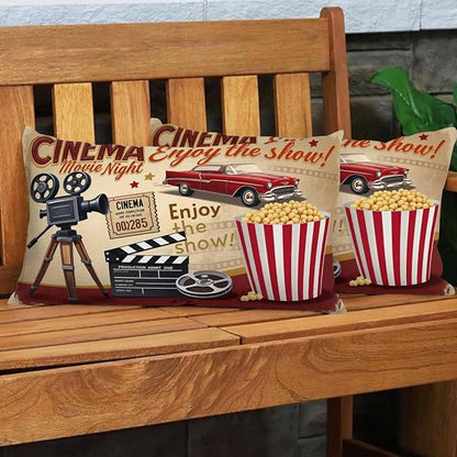EKOBLA Throw Pillow Case 12x20 Inch Cinema Retro Poster Letters Movie Night - Image 4
