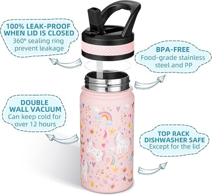 Fanhaw 14 Oz Kids Insulated Water Bottle - Image 2