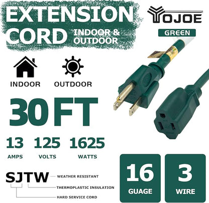 YOJOE Indoor Outdoor Extension Cord, 3 Prong 13A Weatherproof Power Cord - Image 2