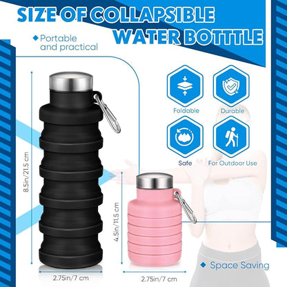 Baderke 2 Pcs Collapsible Water Bottles 17oz Silicone Travel Foldable Portable - Image 2