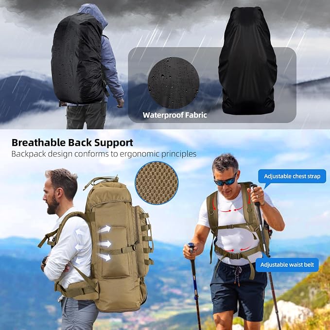 70L/100L Camping Hiking Backpack - Image 5