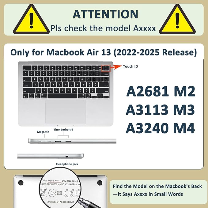 Hard Case for New MacBook Air 13 inch M2 M3 M4 M5 2022 2024 2025 2026 Release - Image 2
