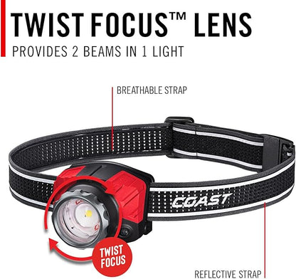 Coast® FL85R 1000 Lumen Tri-Color Focusing Rechargeable LED Headlamp, Built-in - Image 4