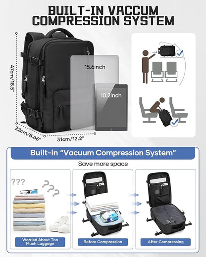 WONHOX Large Travel Backpack Carry on Flight Approved Laptop Work Business - Image 4