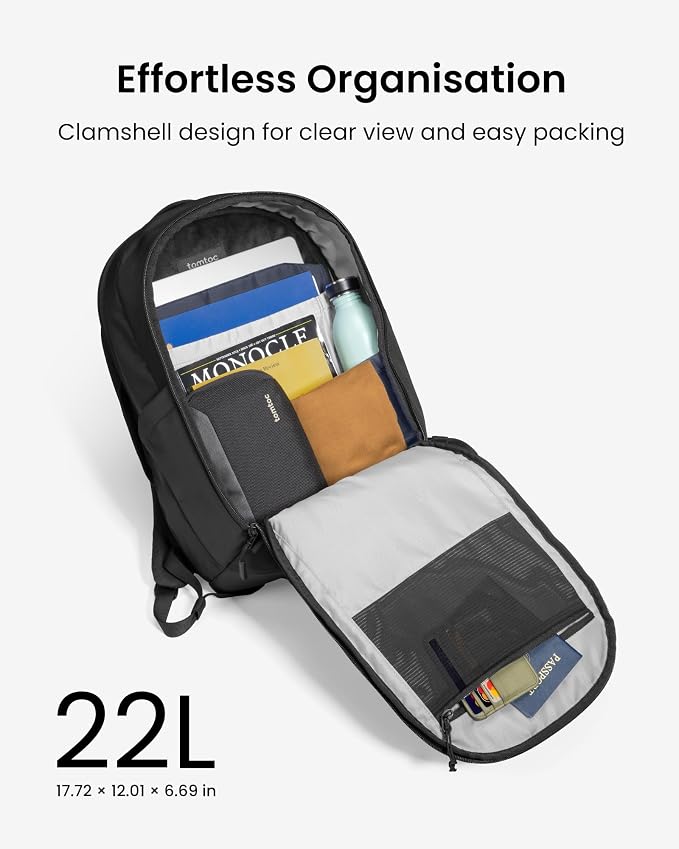 tomtoc 16-Inch Laptop Backpack, 22L Lightweight Daypack, Protective Organized - Image 4