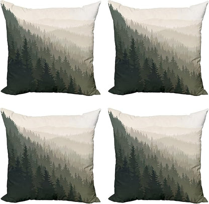 Ambesonne Forest Throw Pillow Cushion Case Pack of 4, Northern Parts of The by Ambesonne