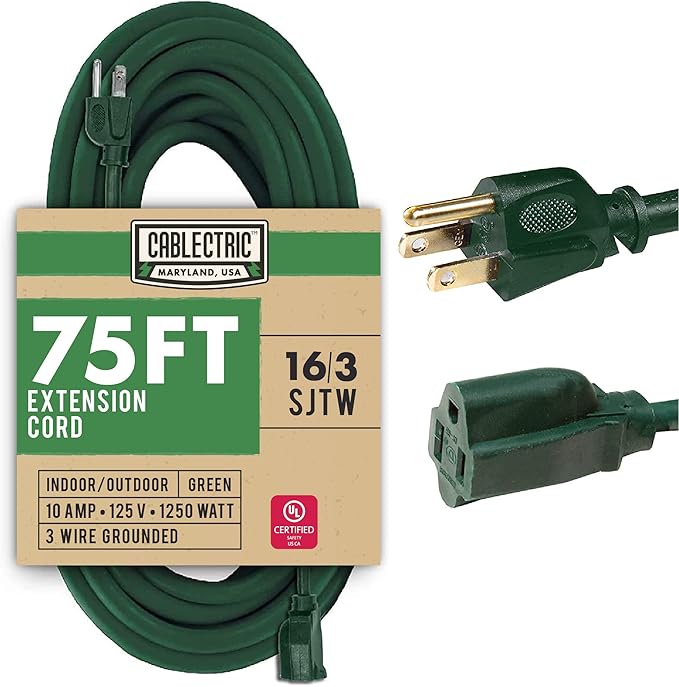 75 Foot Outdoor Extension Cord by Cablectric