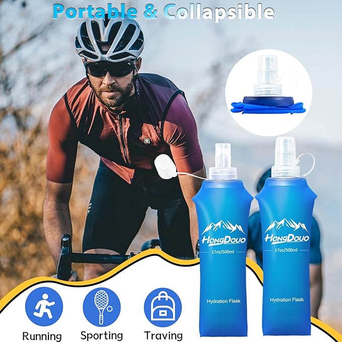 2 Packs Soft Flask, 17oz/500ml TPU Collapsible Soft Water Bottle - Image 6