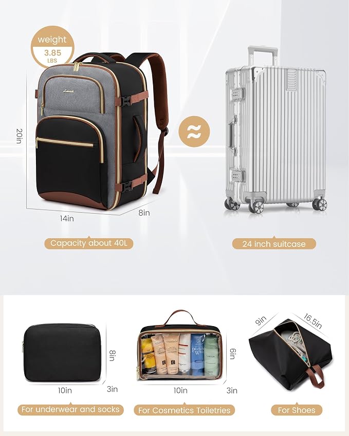 LOVEVOOK Travel Essentials Carry on Backpack 50L Travel Backpack - Image 5