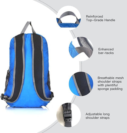 Outlander Packable Handy Lightweight Travel Hiking Backpack Daypack-Light Blue-L - Image 4