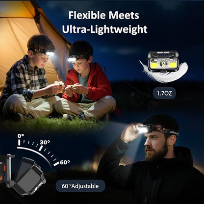LHKNL Headlamp Rechargeable, Lumen Super Bright Motion Sensor Head Lamp - Image 5