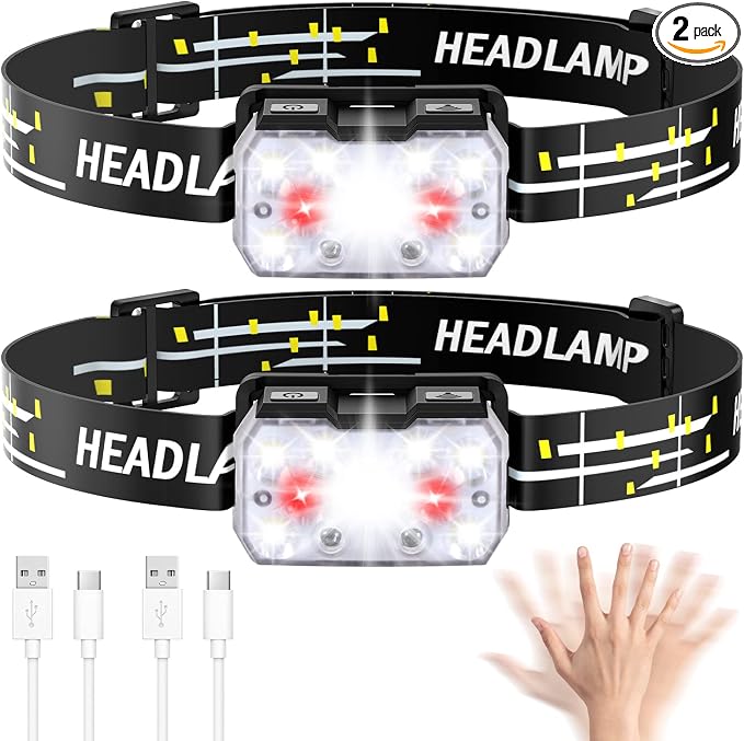 Lsnisni Headlamp Rechargeable 2 Pack, 2000 Lumen Ultra-Light Bright LED Head by Lsnisni