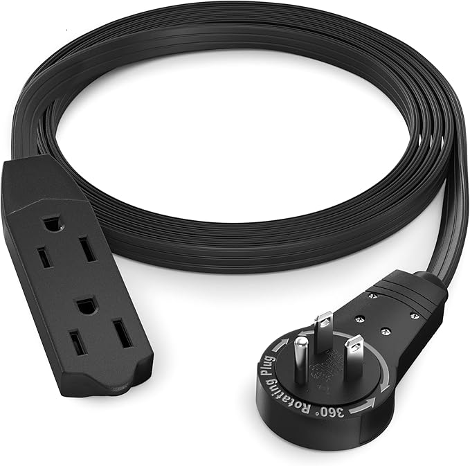 Maximm Cable 4 Ft 360° Rotating Flat Plug Extension Cord, 16/3 AWG Multi 3 by MaximmCable