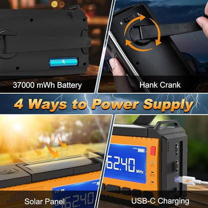 Emergency Crank Radio Solar Hand Crank Emergency Radio 37000mWh AM/FM NOAA - Image 8