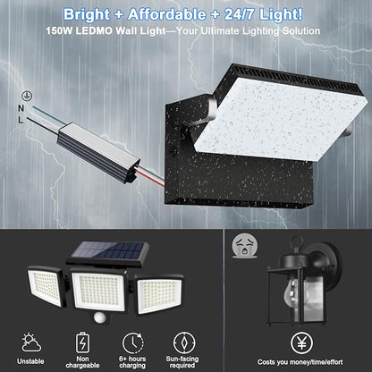 ledmo 150W Outdoor LED Flood Light Switch Control Full 360 Rotation Exterior - Image 6