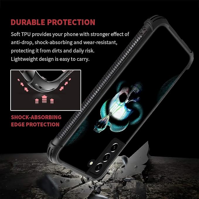 for Samsung Galaxy S21 FE Case, Skeleton Winding Snake Pattern Graphic Design - Image 2