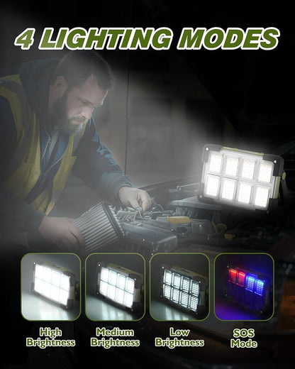 120W Solar Rechargeable Work Light, Portable Flood Light - Image 4