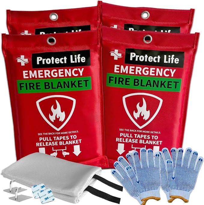 Protect Life Saving Emergency Fire Blankets 4 Pack by ProtectLife