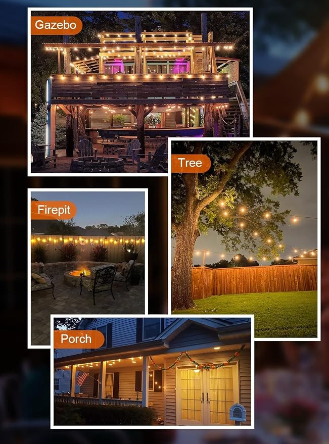 GPATIO Outdoor String Lights, 150FT ST38 Bulbs Shatterproof Patio Lights - Image 7