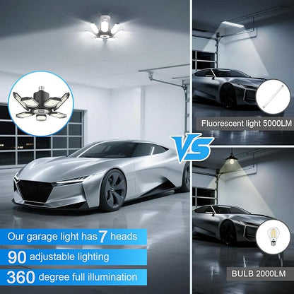 TANBABY 2 Pack LED Garage Lights, 250W Deformable Garage Light Bulb, Total - Image 4