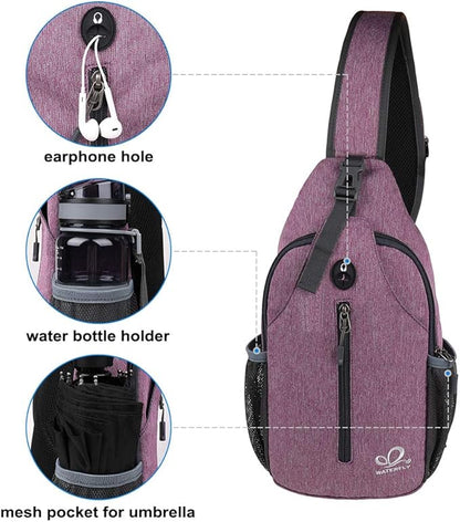 WATERFLY Crossbody Sling Backpack Sling Bag Travel Hiking Chest Bag Daypack - Image 5