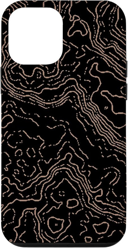 Topography Black & Brown Abstract Pattern Topographic Map Case by Unknown