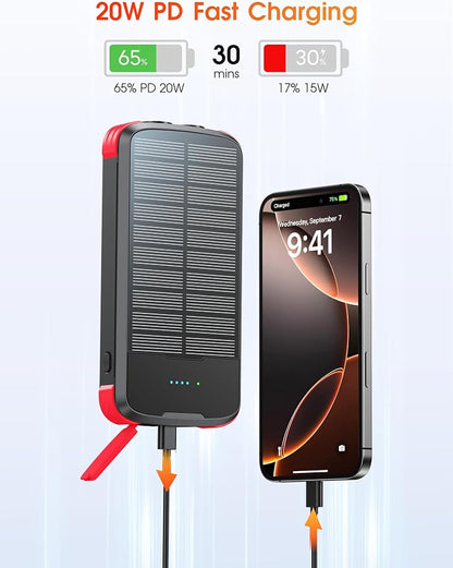Solar Charger Power Bank, PD 20W Fast Charging External Batter, 40000mAh - Image 4