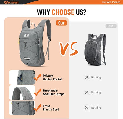 SKYSPER Foldable Hiking Backpack - 10L/15L Small Lightweight Daypack Breathable - Image 4