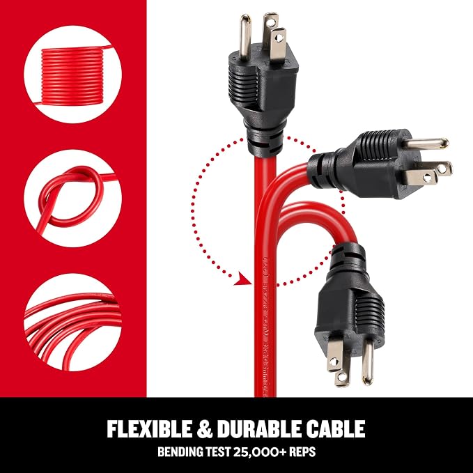 CRAFTSMAN 75 Ft. Indoor/Outdoor Extension Cord 16/3 SJTW, Waterproof Flexible - Image 5