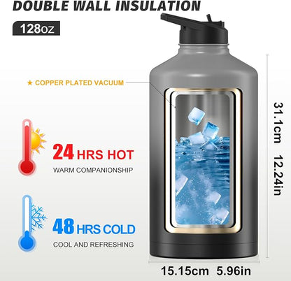 1 Gallon Water Bottle Insulated, BPA Free&Leak Proof, 128oz Stainless Steel - Image 3