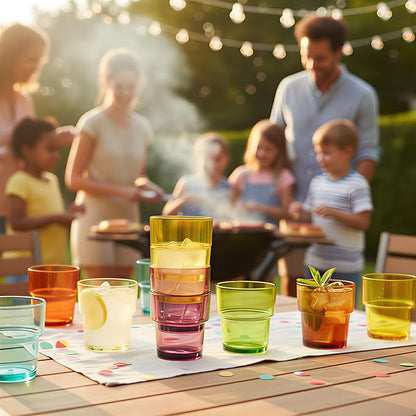 14 oz Plastic Stackable Drinking Tumblers, Dishwasher Safe, Durable - Image 8