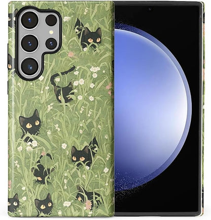 for Samsung Galaxy S24 Ultra Case, HL2 Grass Cat Hybrid 2 Layer Hard Shell by Unknown