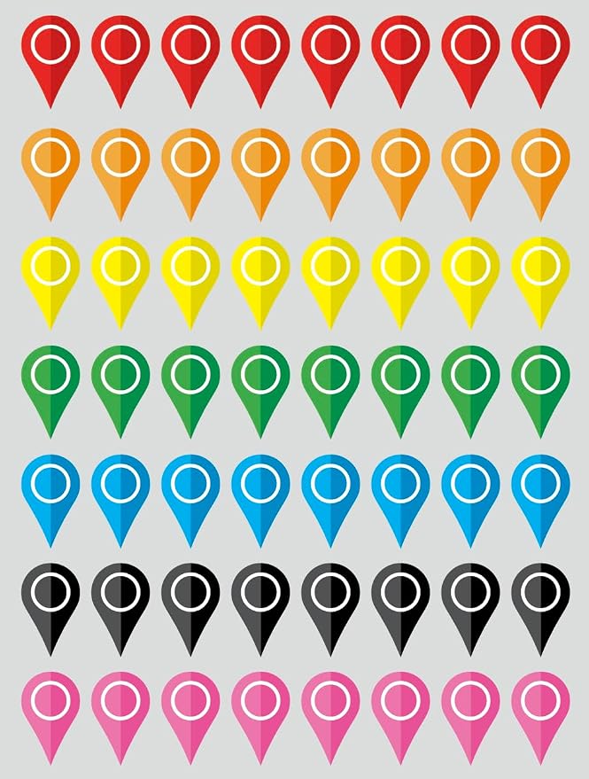 0.5x0.8 inch 56 PCS Map Location Position Stickers by Poskornwel