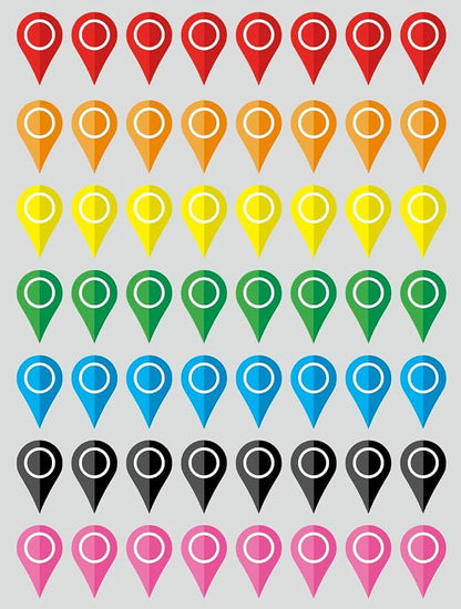 0.5x0.8 inch 56 PCS Map Location Position Stickers by Poskornwel