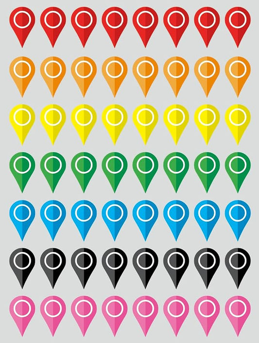 0.5x0.8 inch 56 PCS Map Location Position Stickers by Poskornwel